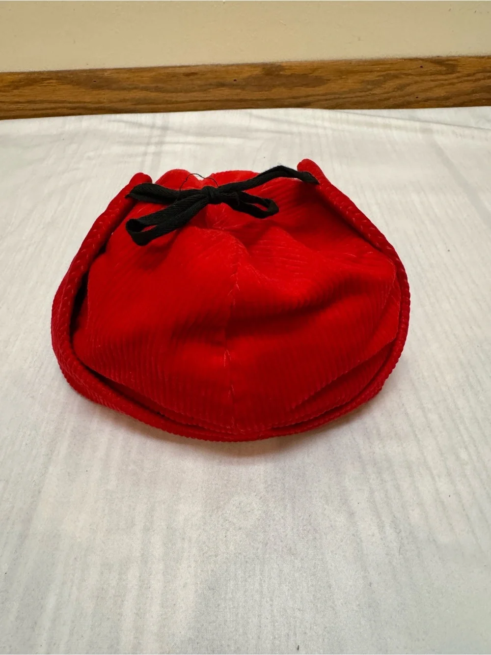 Vintage United Hatters Caps Millinery Red Corduroy Hunting Ear Flaps Hat 7 3/8